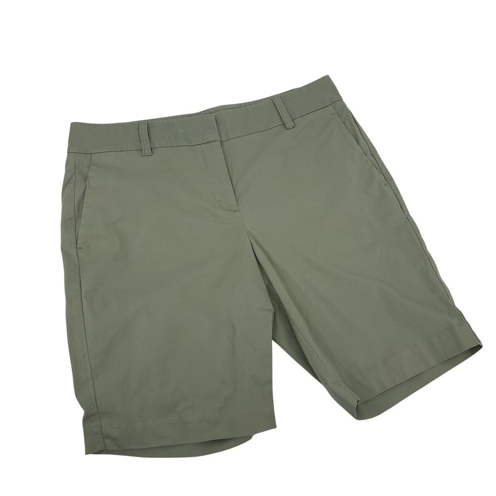 Ann Taylor Factory Womens Sage Green Bermuda Shorts Size 10 Casual Chino Cotton